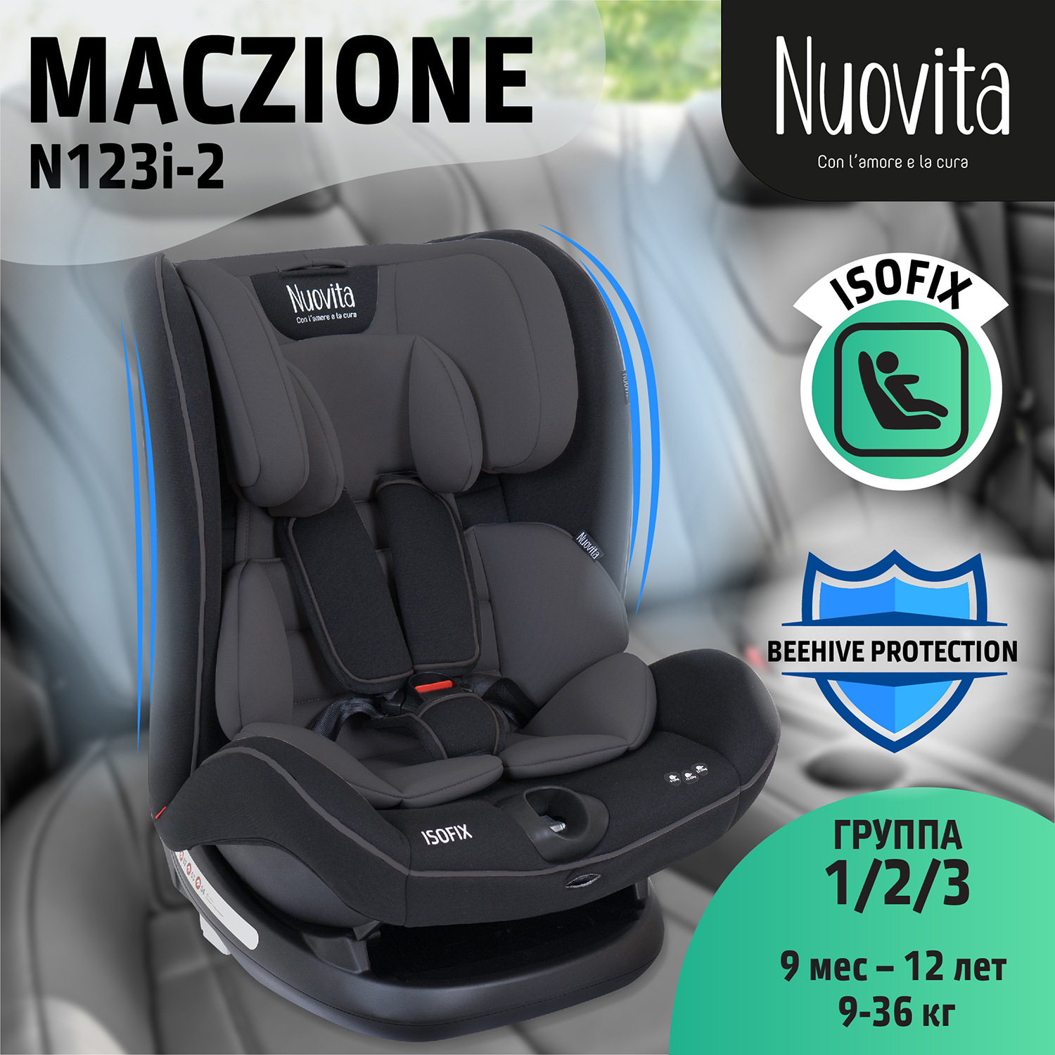 Автокресло Nuovita Isofix 1/2/3 (9-36 кг) - фото 2