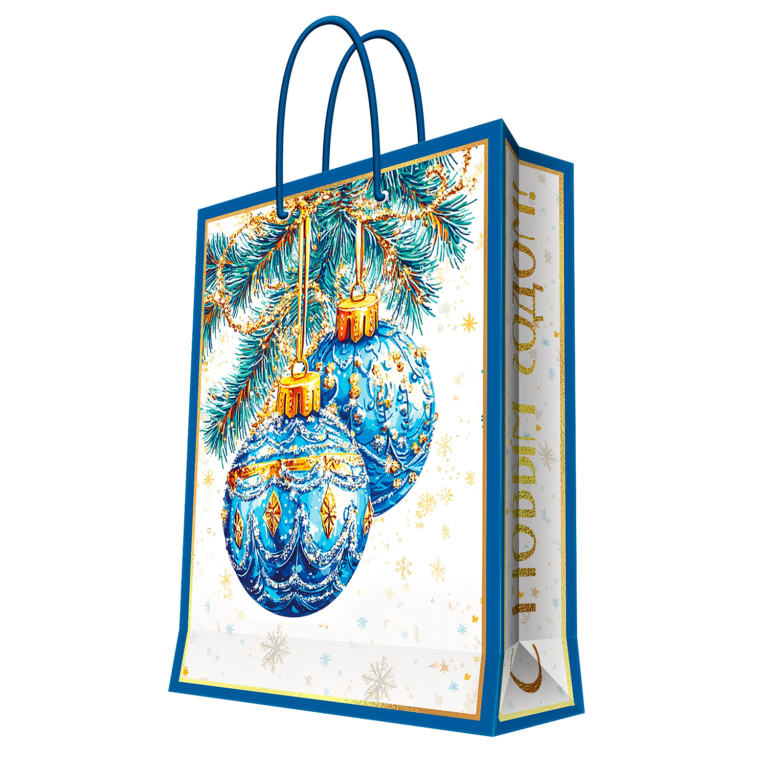 Пакет подарочный новогодний Феникс Презент Новогодние игрушки с ламинацией 26*32.4*12.7см - фото 1