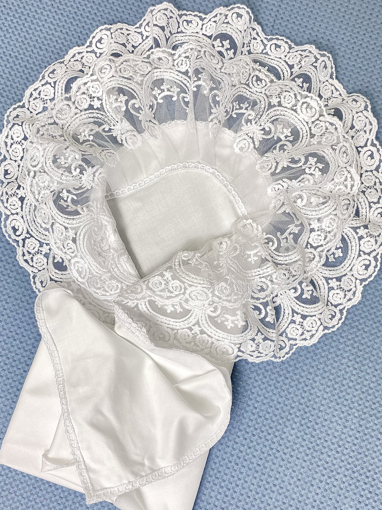 Конверт на выписку Делоникс Пеленка уголок с кружевом белый - фото 13