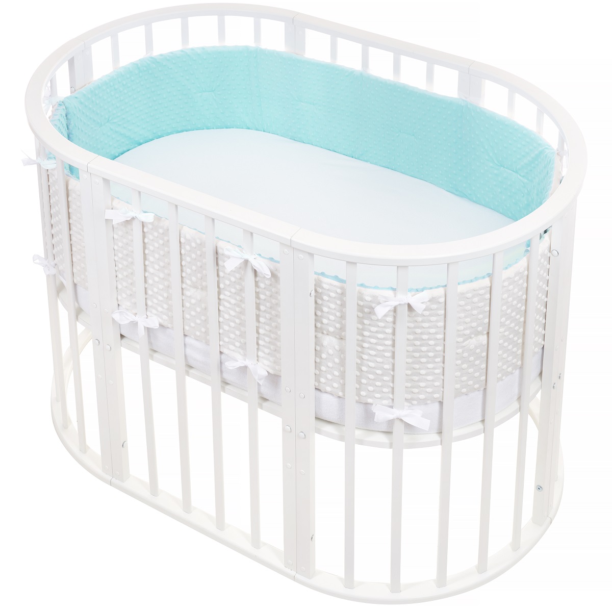 Бортики в кроватку Lemony kids Miracle 2 части по 180 см Мятный/молочный - фото 1