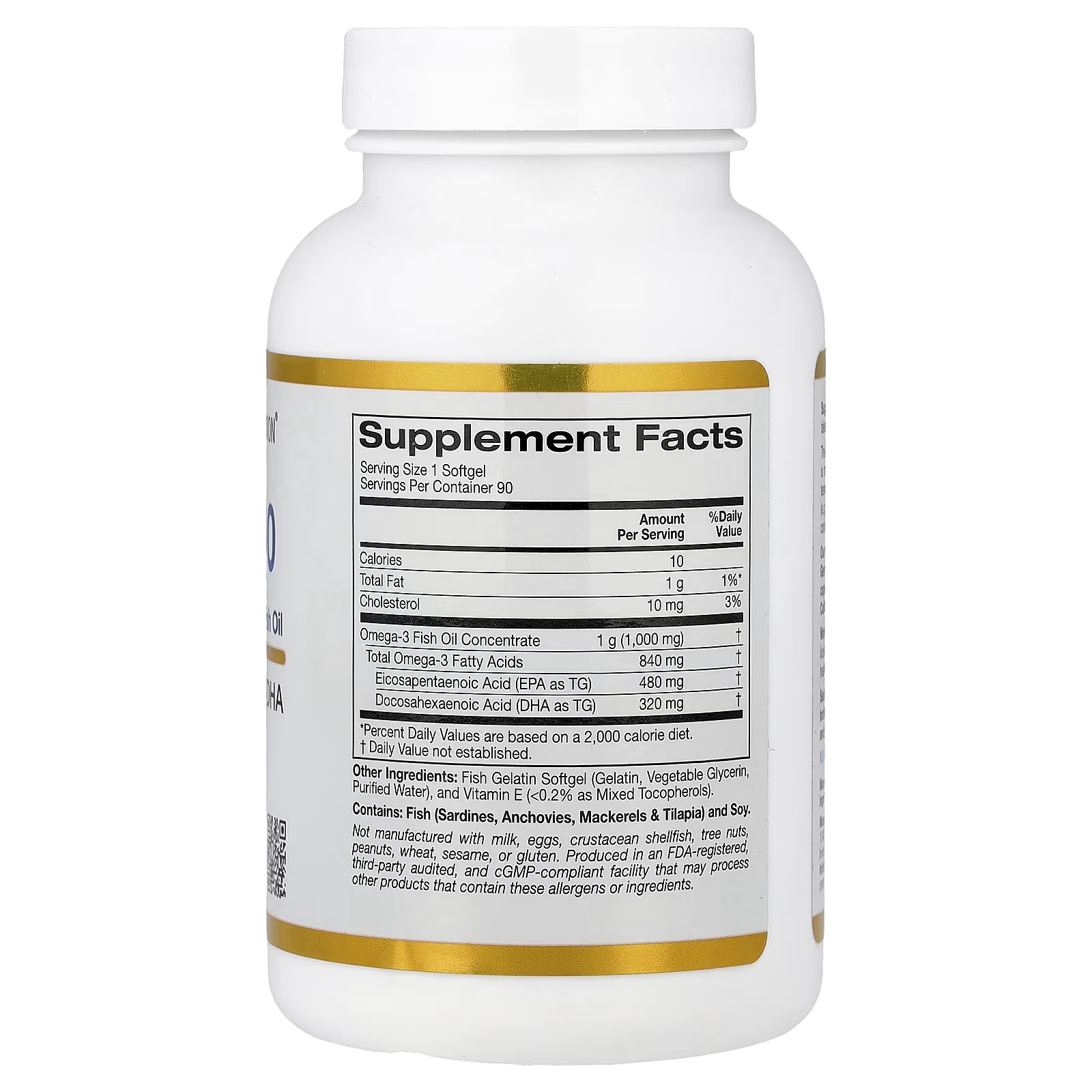 Омега 800, California Gold Nutrition, 480 mg EPA | 320 mg DHA, 90 капсул - фото 2