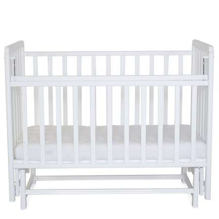 Детская кроватка Babyton прямоугольная, поперечный маятник (белый)