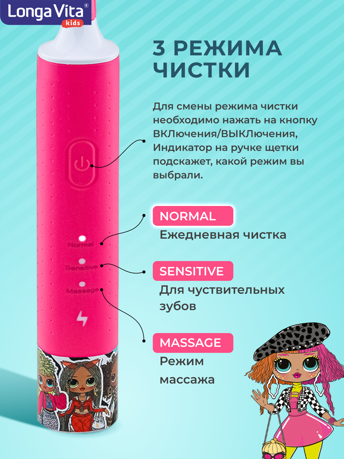 Зубная щетка электрическая LONGA VITA - фото 3