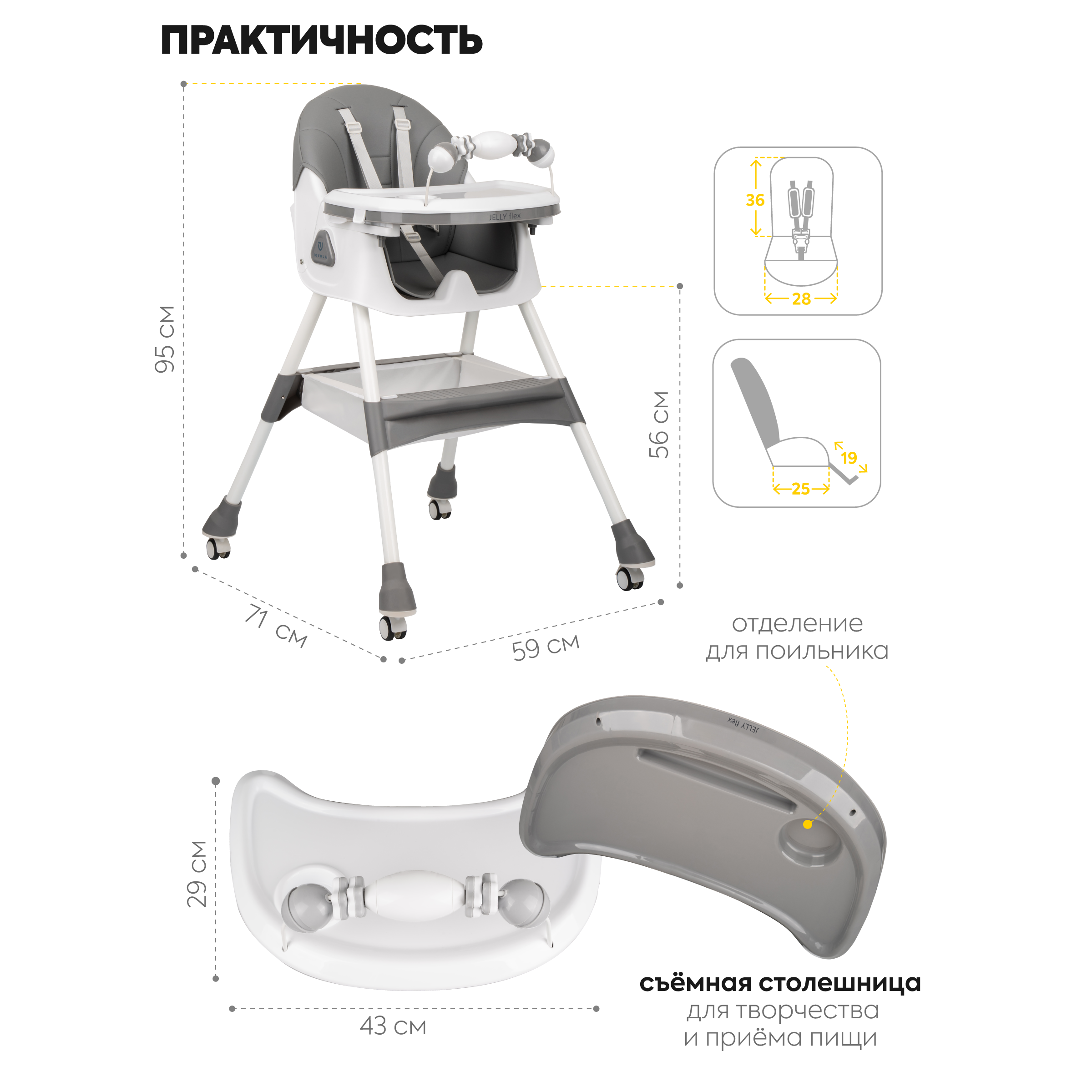 Стульчик для кормления JOVOLA Jelly Flex классический - фото 2