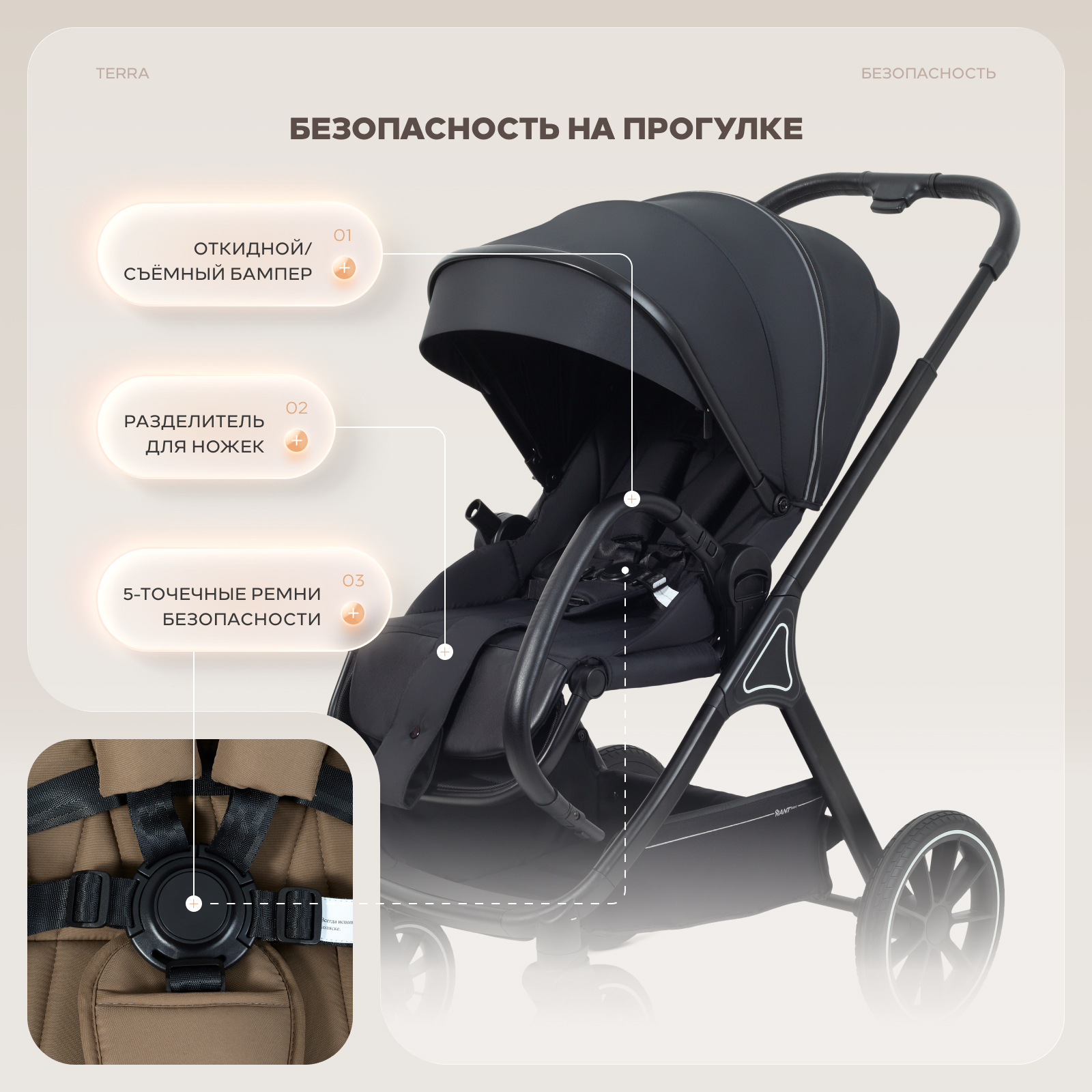 Коляска 2в1 Rant Basic Terra 2в1 черный - фото 14