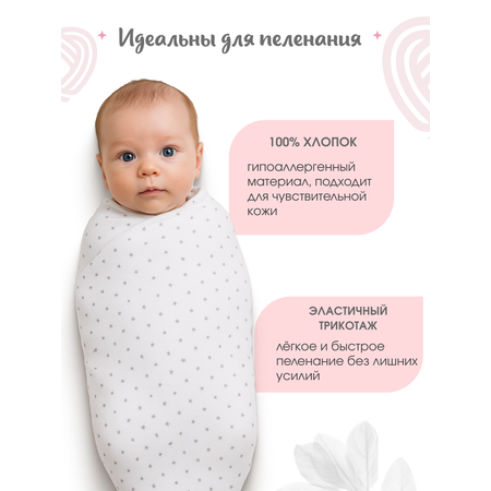 Набор пеленок трикотажных inlovery для новорожденных «Легкость» мишки роз/звездочки 95х120 см 2 шт