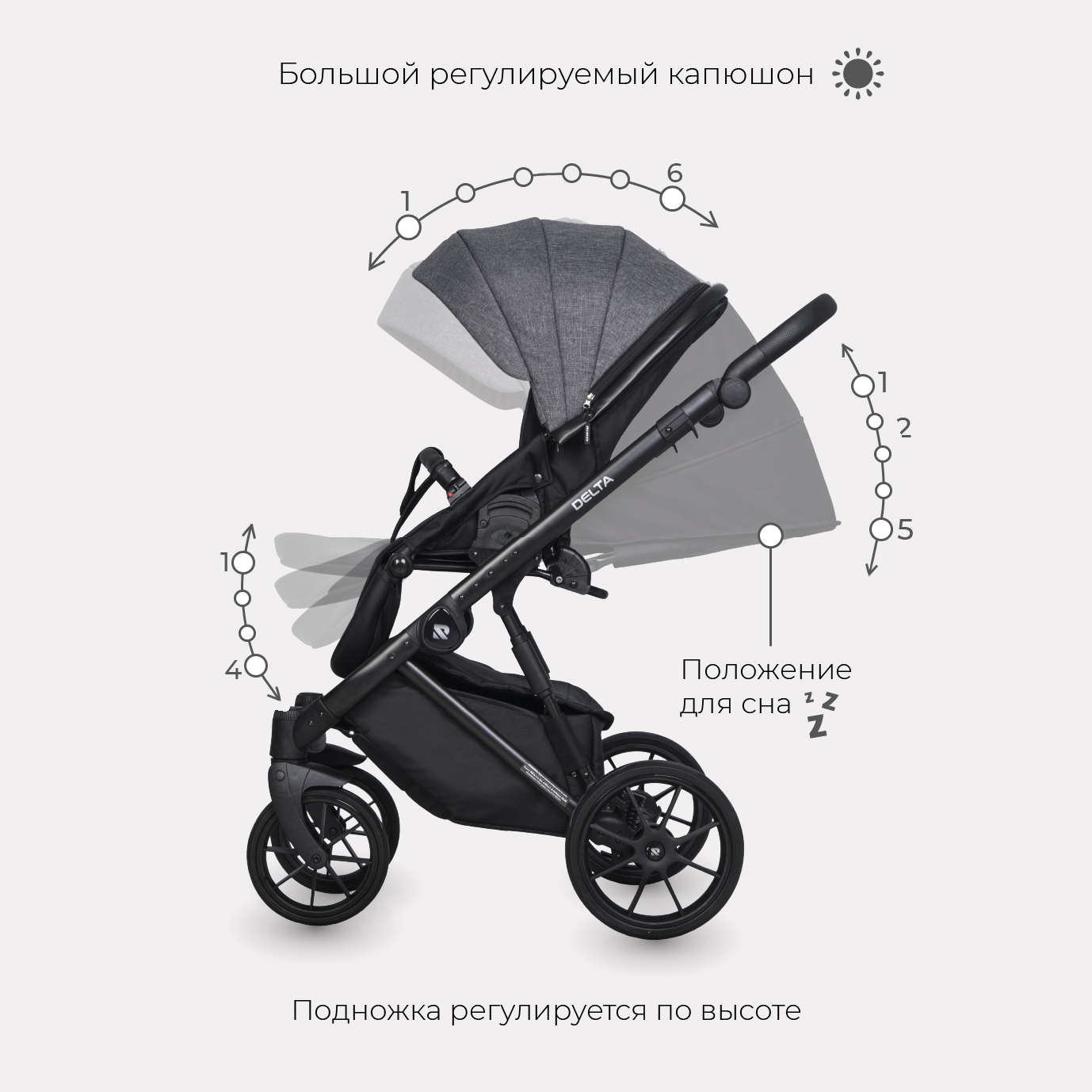 Коляска 3в1 Riko Basic Delta Carbon - фото 8
