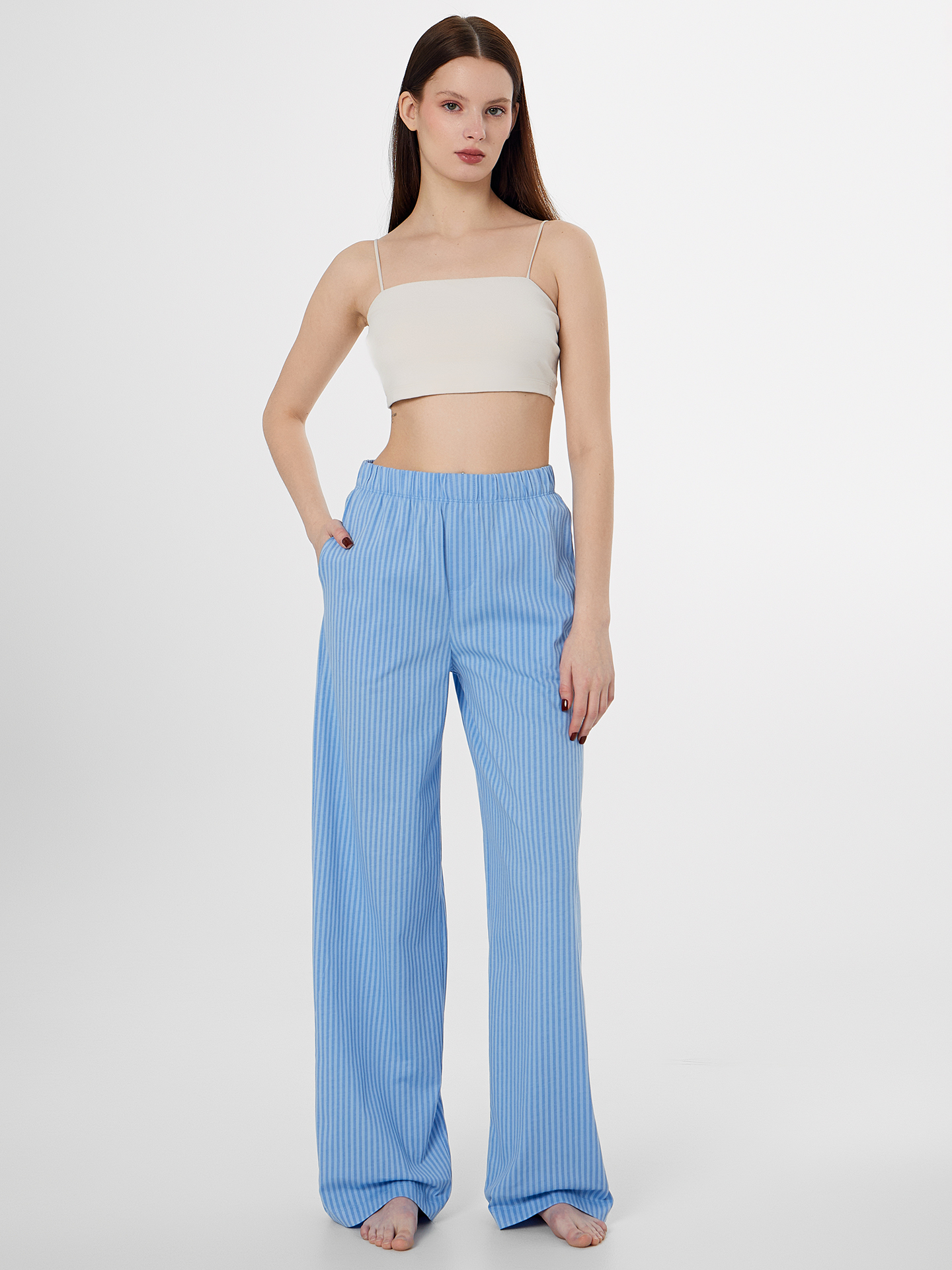 Брюки Mark Formelle (Марк Формэль) 532524-1/сине -голубая полоска +печать - фото 3