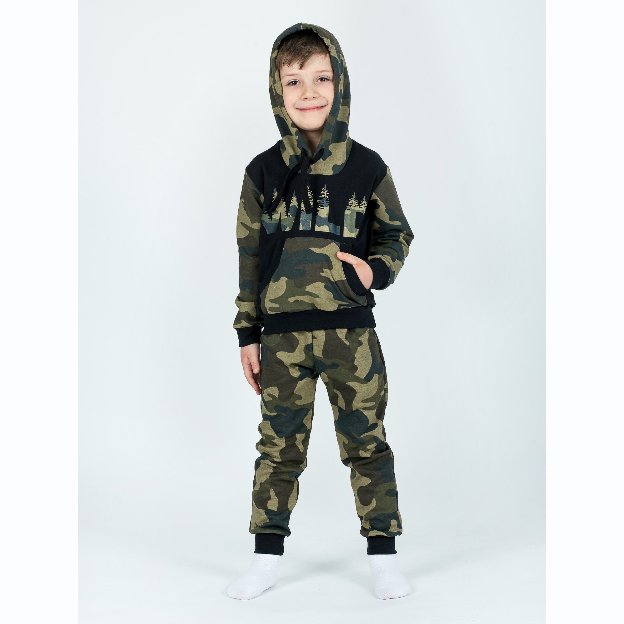 Костюм спортивный KiMMi Baby КБ-1308747 хаки черный лес - фото 7