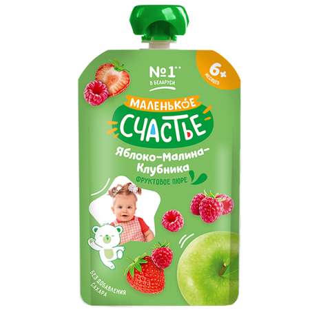 Пюре Маленькое счастье Яблоко-малина-клубника с 8 мес 90 г