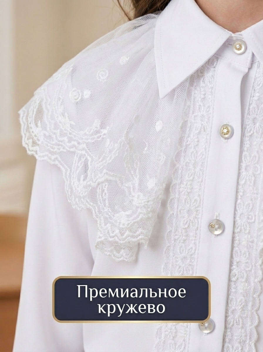 Блузка iUkoworld Блузка для девочки с длинным рукавом и жабо - фото 7