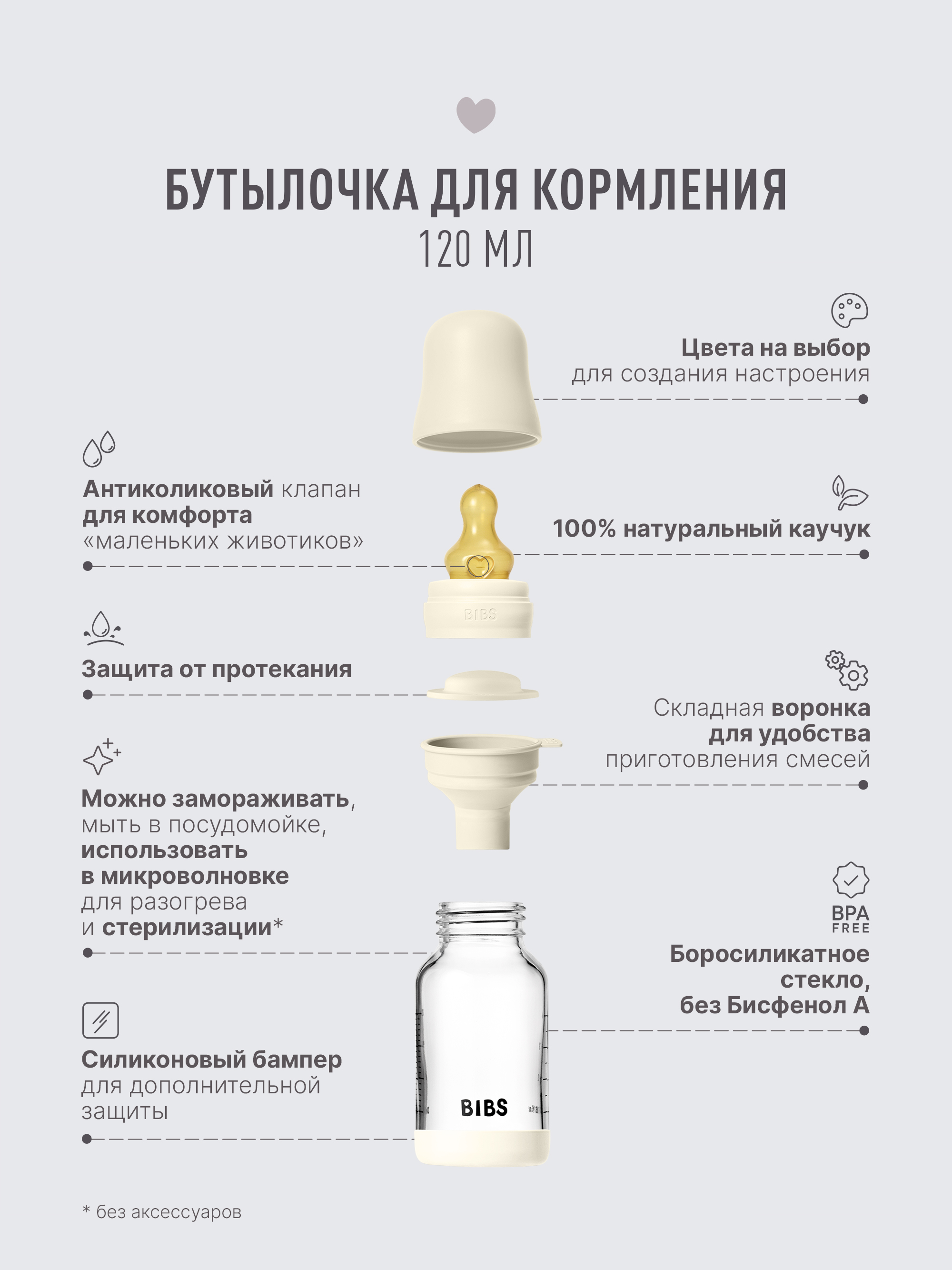 Бутылочка BIBS 120 мл 1 шт. - фото 3