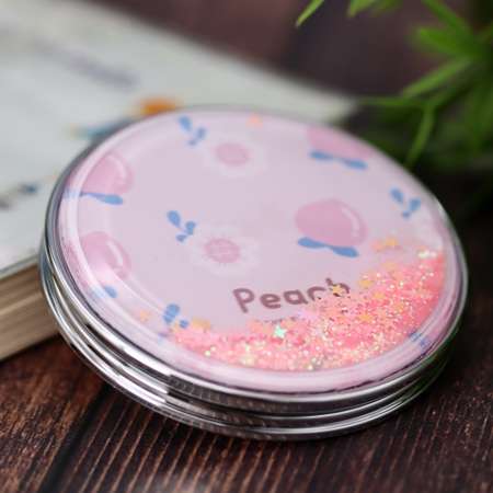 Зеркало карманное iLikeGift Nice peach with flowers pink с увеличением