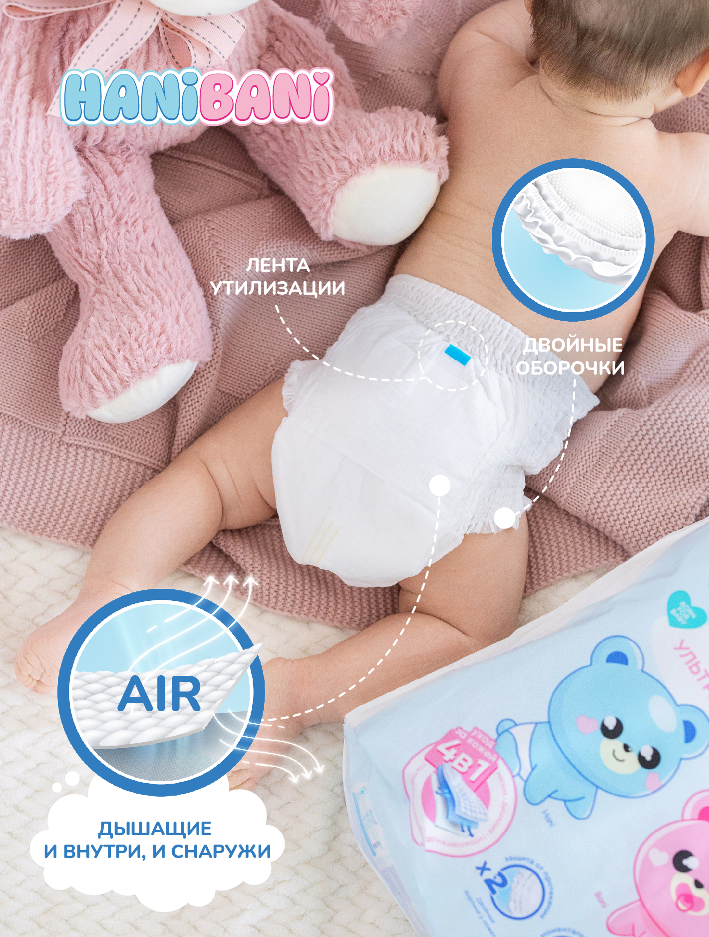 Подгузники HANIBANI Comfort M (6-11 кг) 42 шт. - фото 9