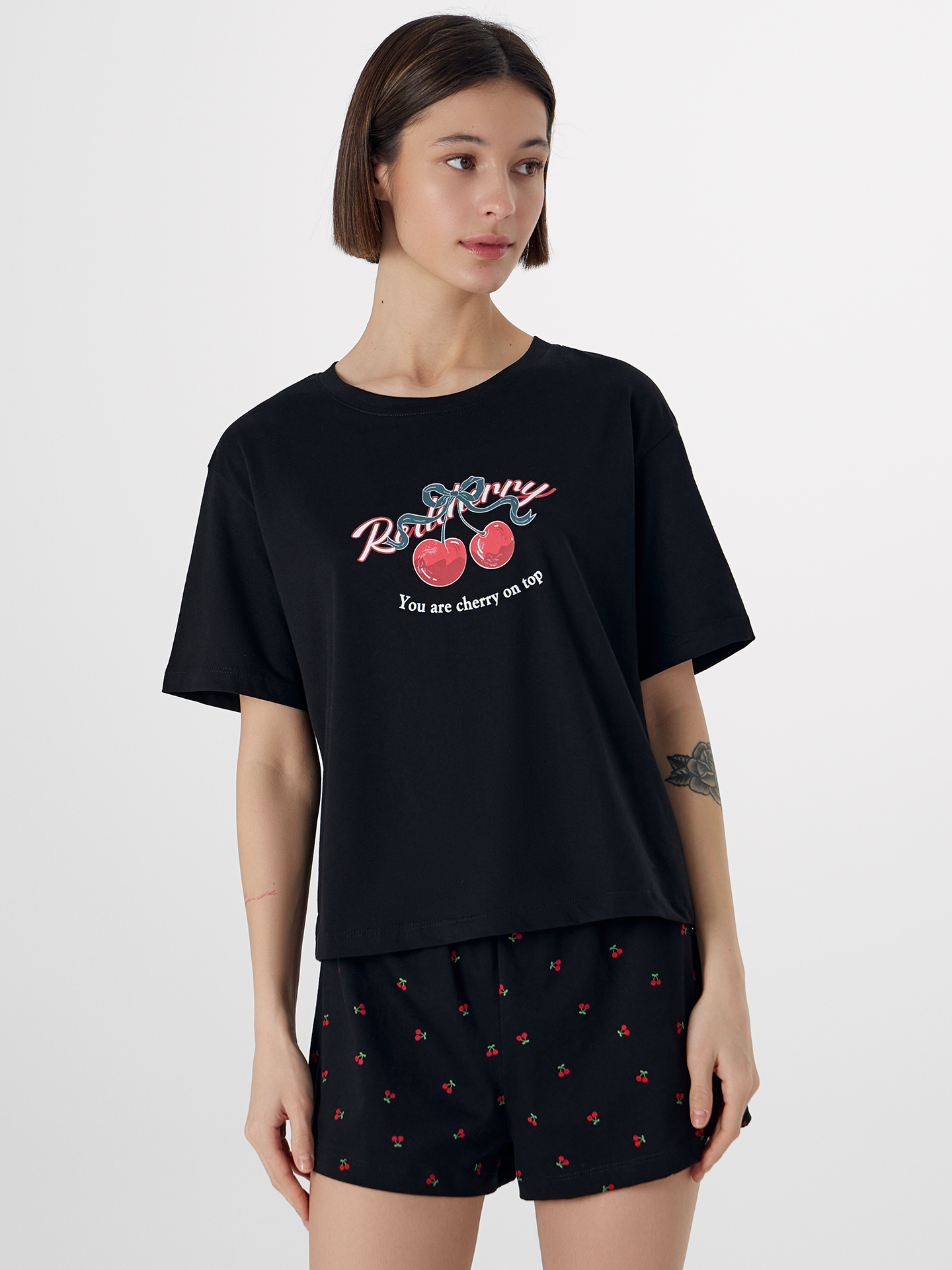 Пижама Mark Formelle (Марк Формэль) 592536/черный +вишенки на черном - фото 3