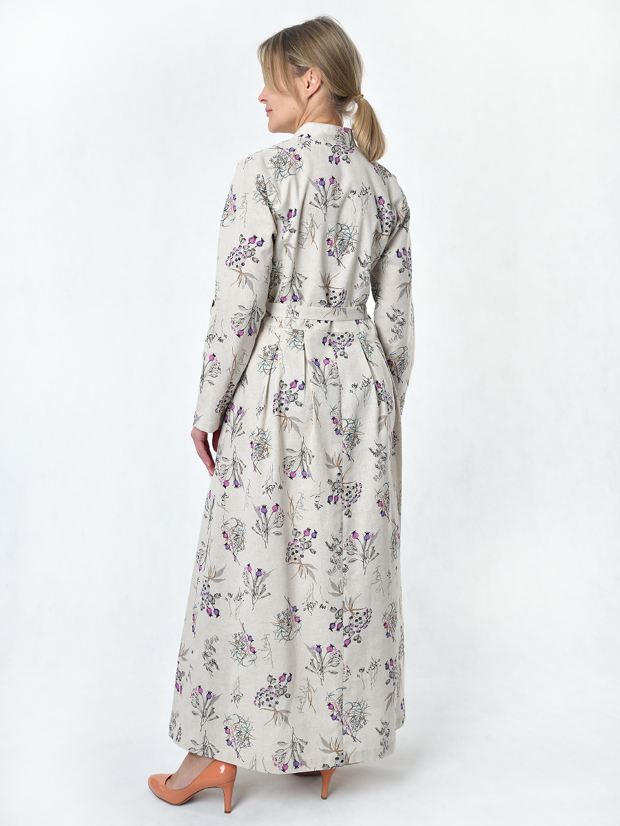 Платье Льняная Горница пл025-02/бежевый-сиреневый-серый - фото 7