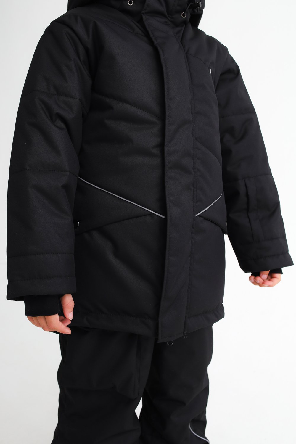 Куртка MINIDINO MDW1-JW016/0Куртка спортивная зимняя Асимметрия черный - фото 1