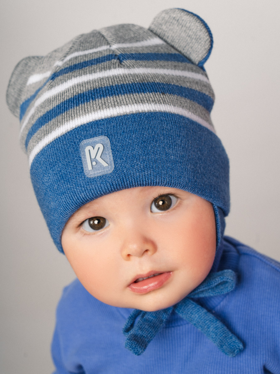 Шапка ПриКиндер M3-1926 Цвет: Джинса/серый/белый - фото 1