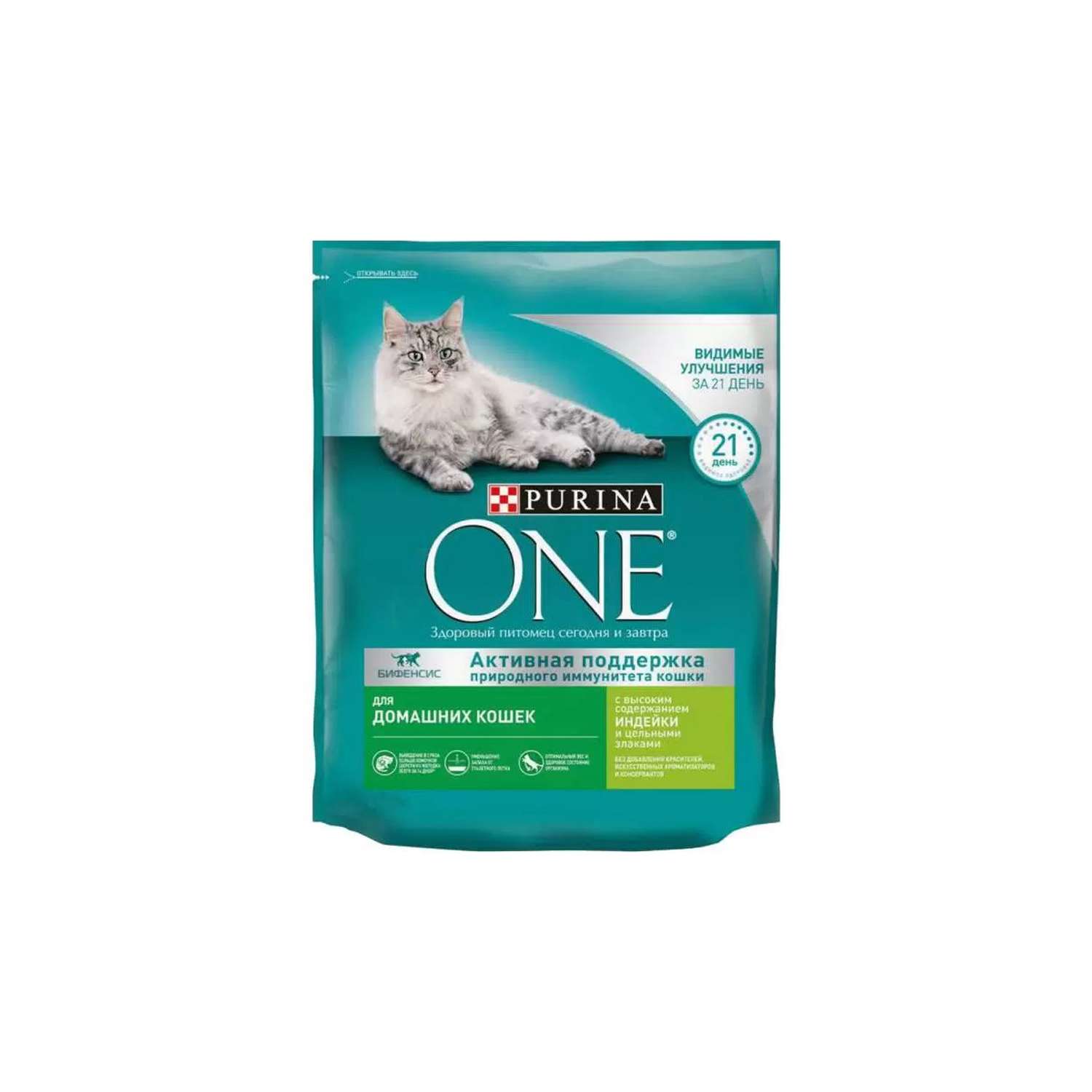Корм для домашних кошек сухой Purina One Индейка 424г - фото 1