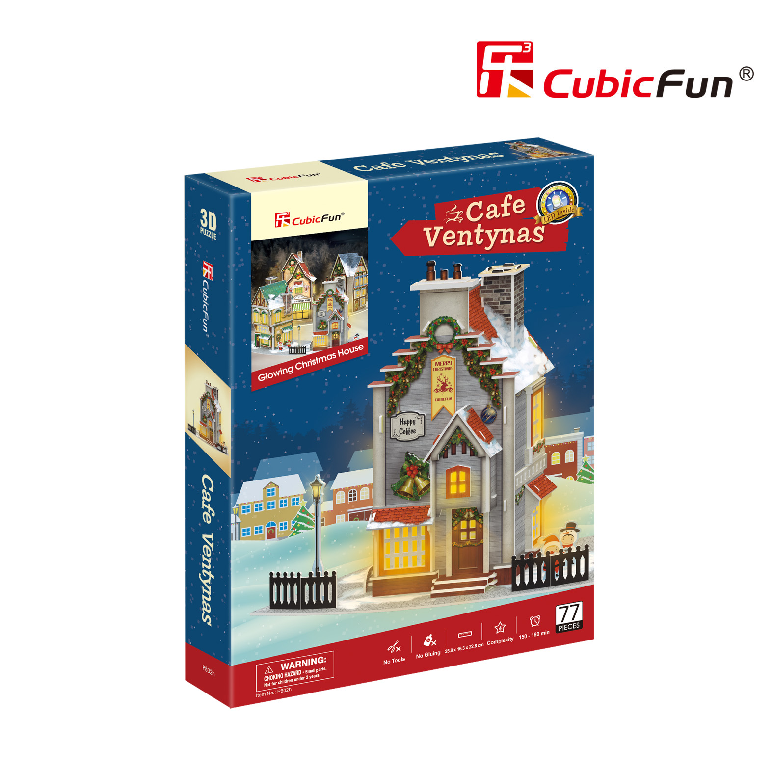Пазл CubicFun Новогодняя кофейня LED-свет 3D - фото 4
