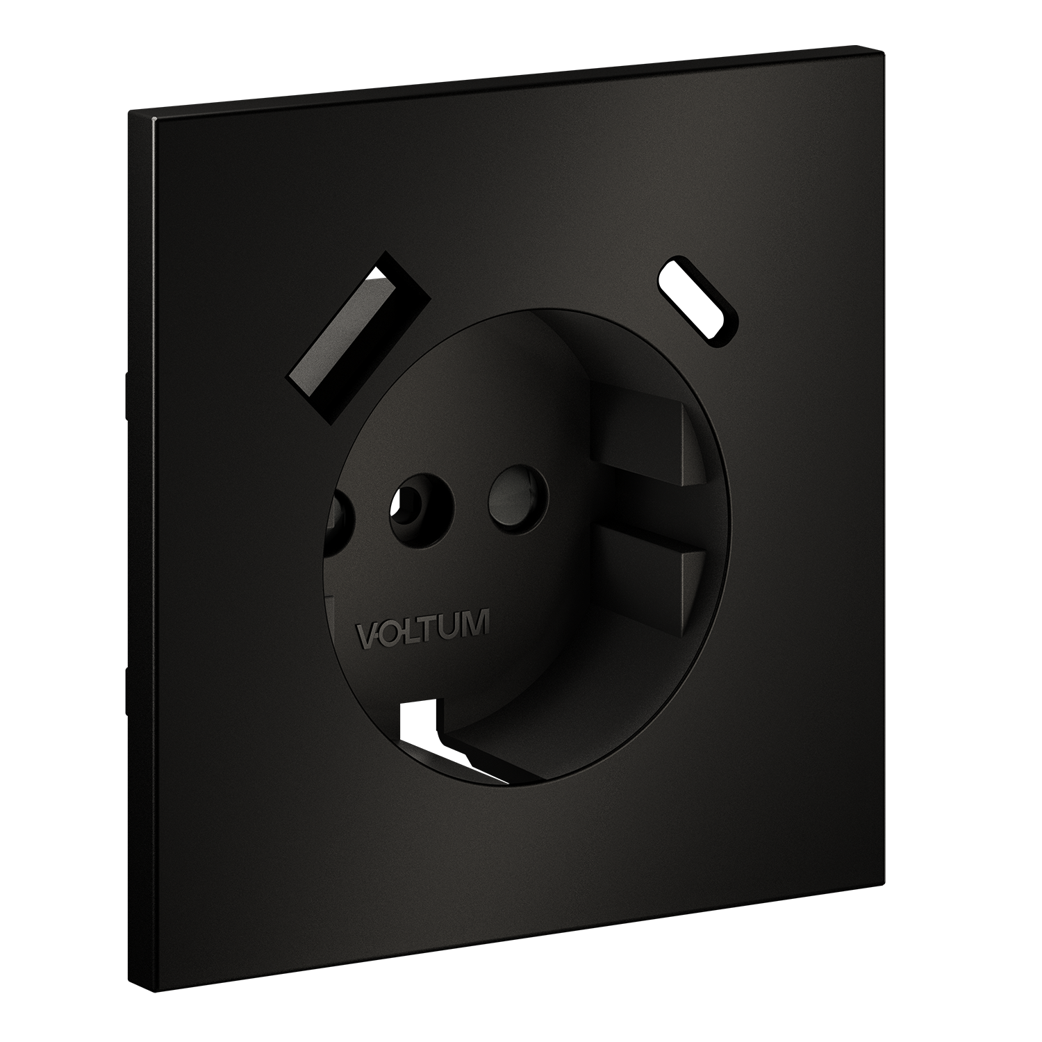 Накладка VOLTUM для розетки с заземлением и защитными шторками с USB A+C S70 Metal антрацит - фото 1