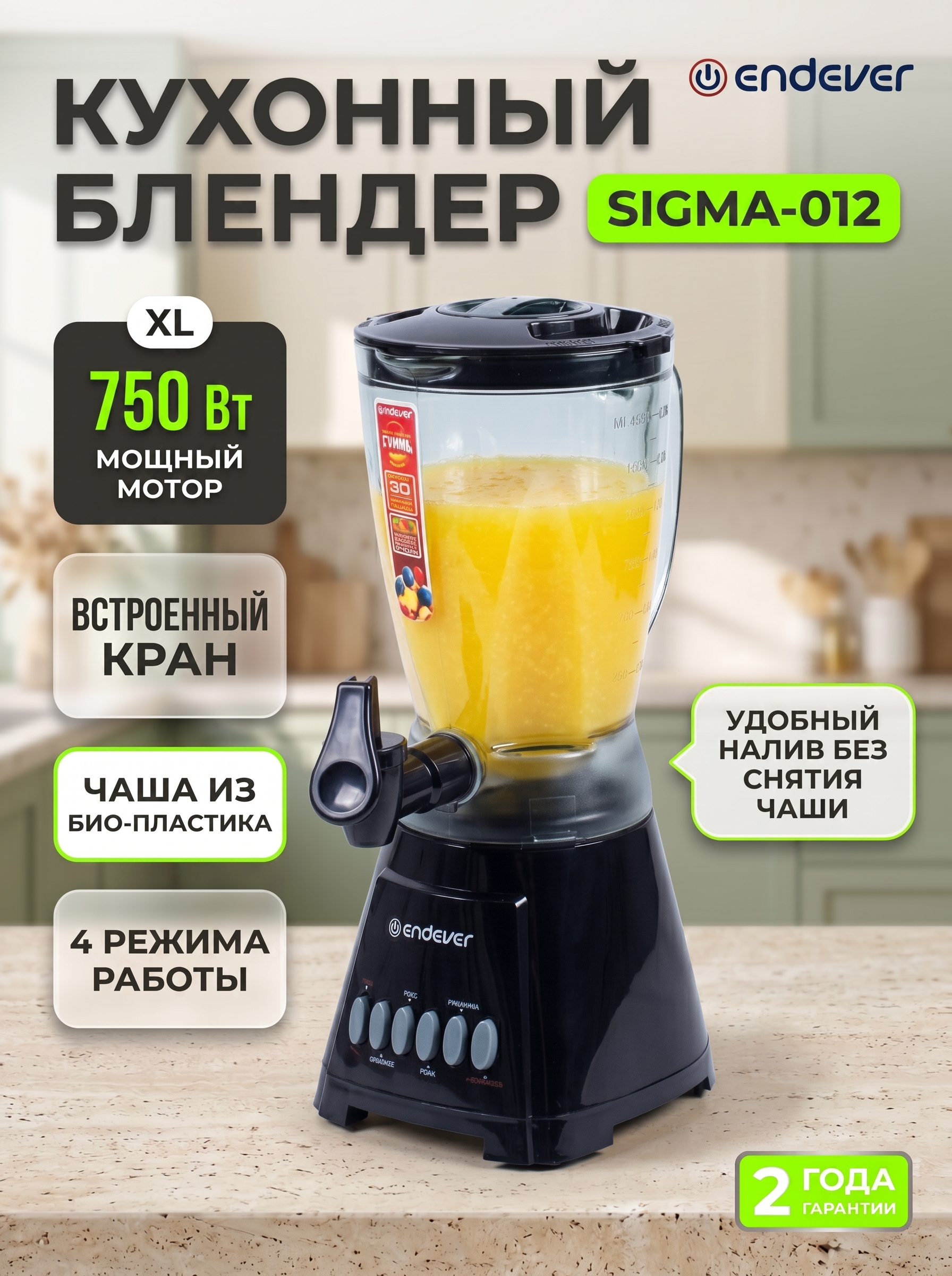 Блендер настольный ENDEVER SIGMA-012 - фото 1