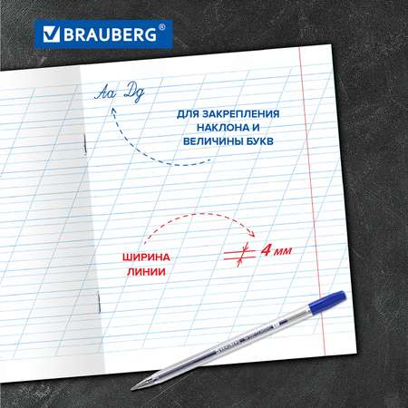 Тетрадь Brauberg косая линейка 12 лист. 20 шт.