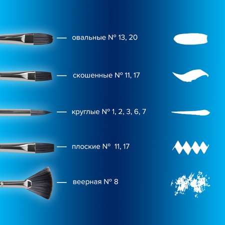 Кисть Brauberg 15 шт. (синтетика)