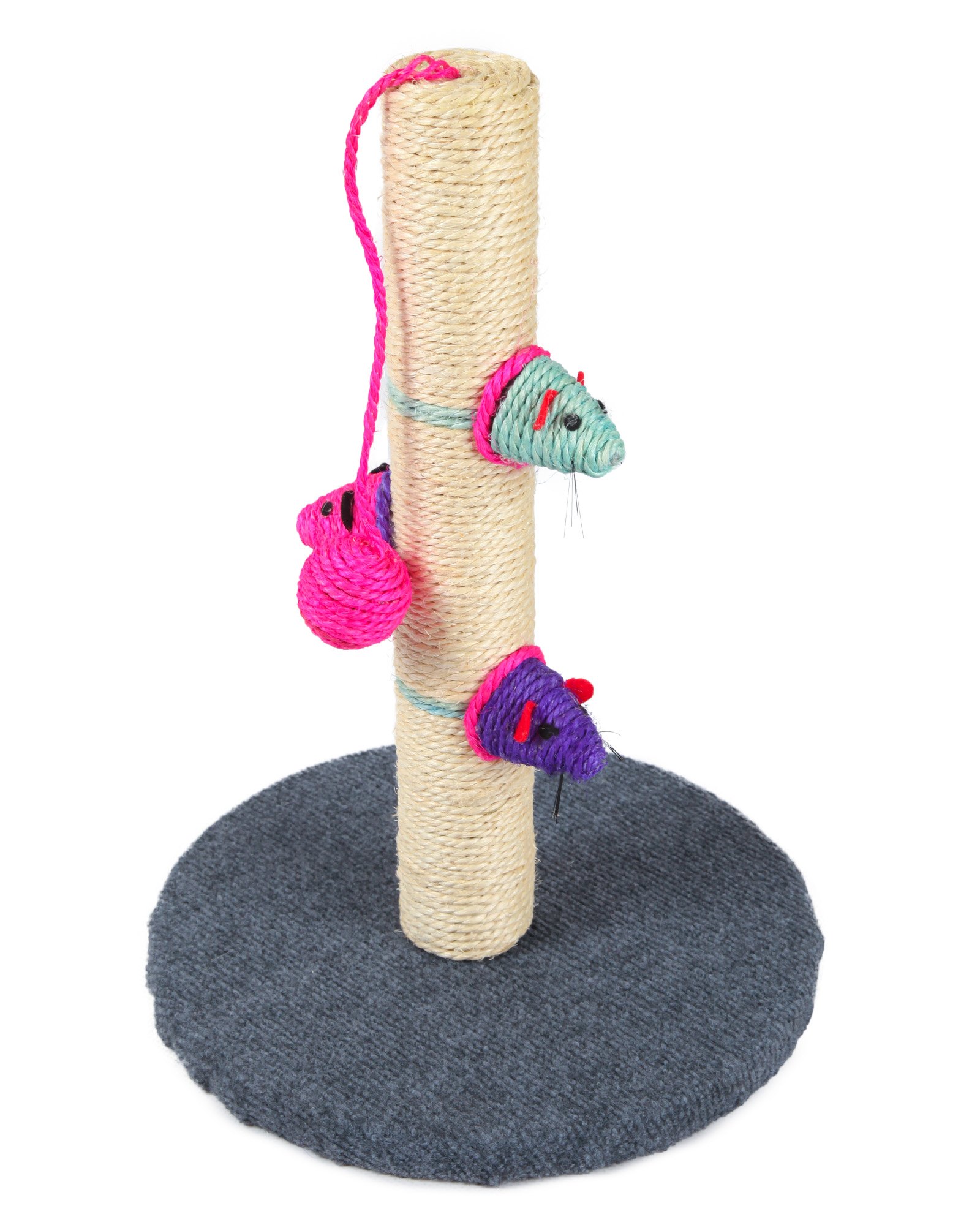 Когтеточка для кошек Barbaks Столбик из джута с игрушкой 40*28*28см - фото 6