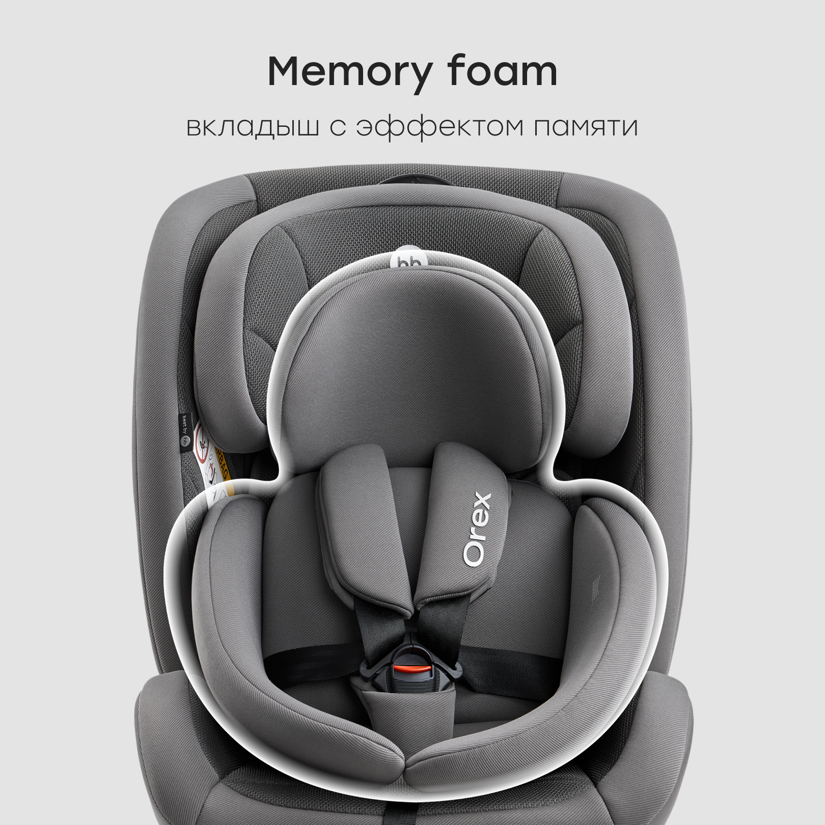 Автокресло Happy Baby Orex Isofix 0+/1/2/3 (0-36 кг) серый - фото 5