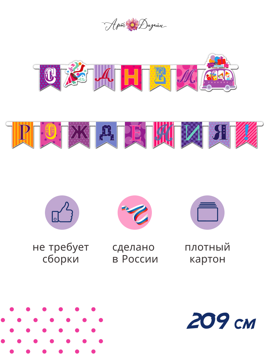 Гирлянда-растяжка Арт и Дизайн День Рождения - фото 1