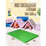 Мат спортивный Perfetto Sport № 24 (100 х 200 х 5) складной салатовый/жёлтый