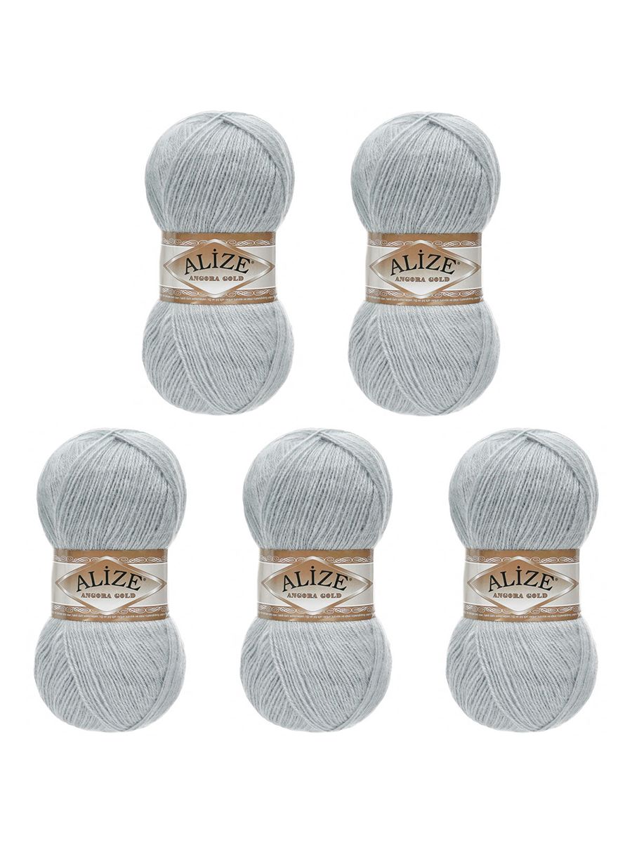 Пряжа Alize мягкая теплая для шарфов кардиганов Angora Gold 100г 550м 5 шт 21 светло-серый - фото 6