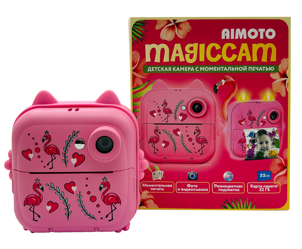 Фотоаппарат моментальной печати Aimoto MagicCam Bluetooth 5.0 светящиеся ушки - фото 8