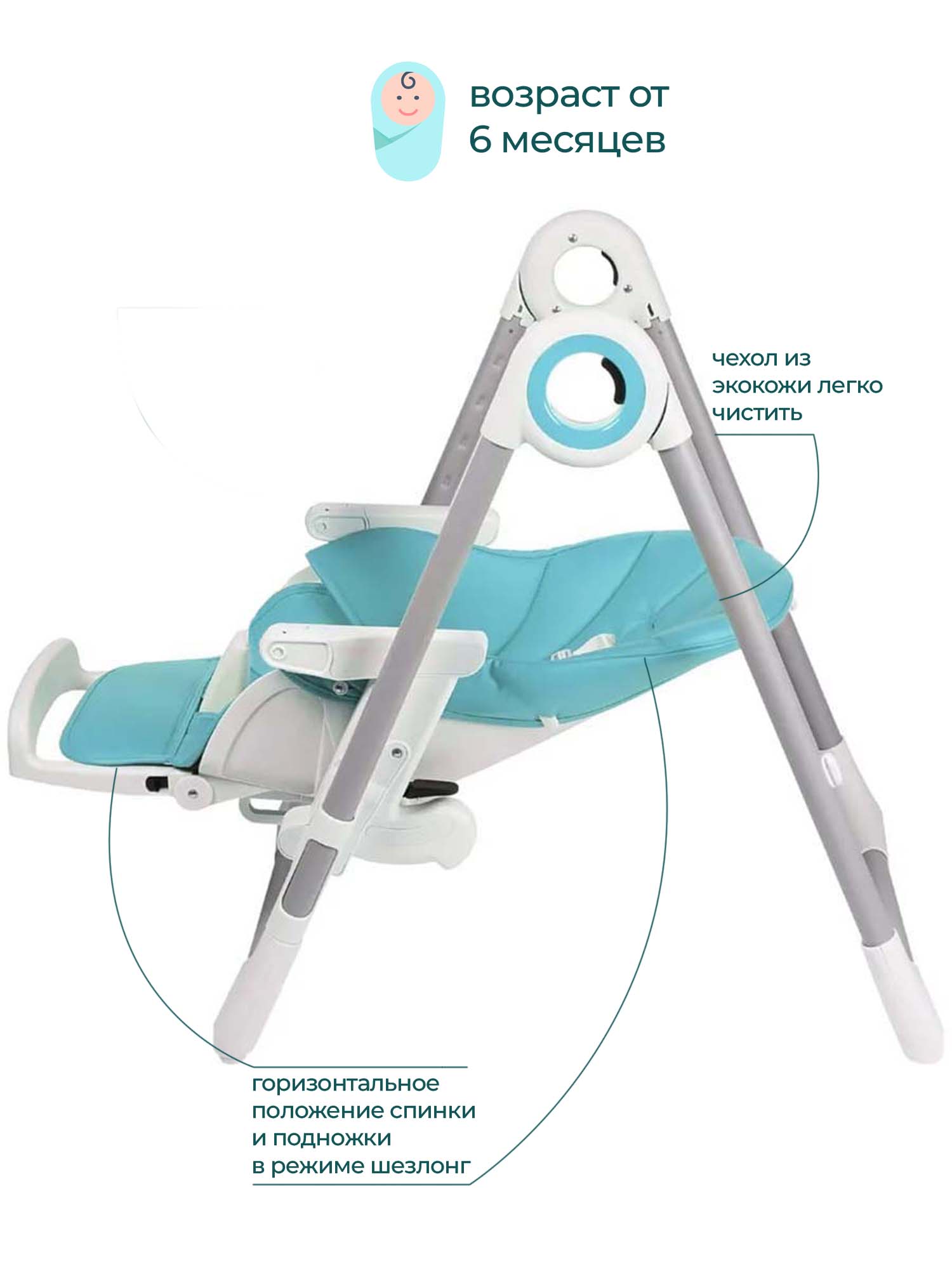 Стульчик для кормления Sevillababy Mealtime бирюзовый - фото 3