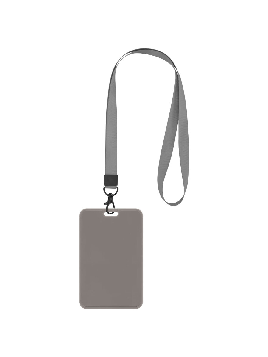 Бейдж Brauberg серый с лентой и карабином - фото 3