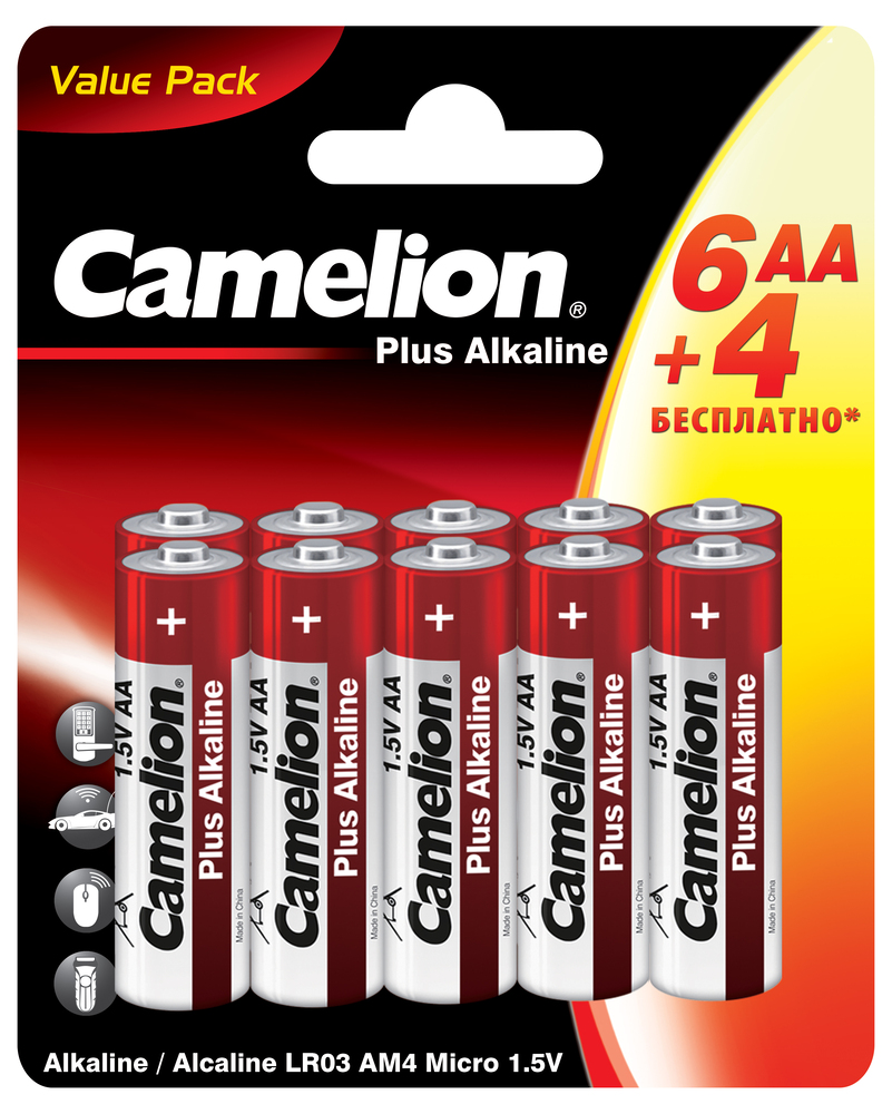 Батарейка алкалиновая Camelion Alkaline LR6-BP6+4 - фото 1