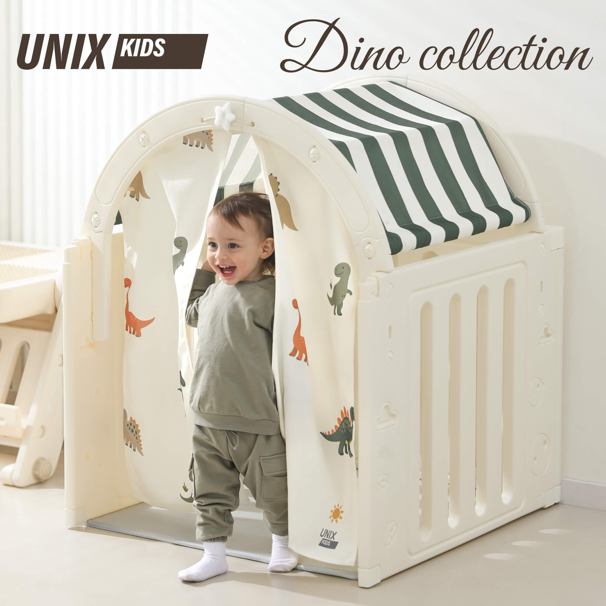 Домик UNIX Kids Dino Green для игр и отдыха - фото 1