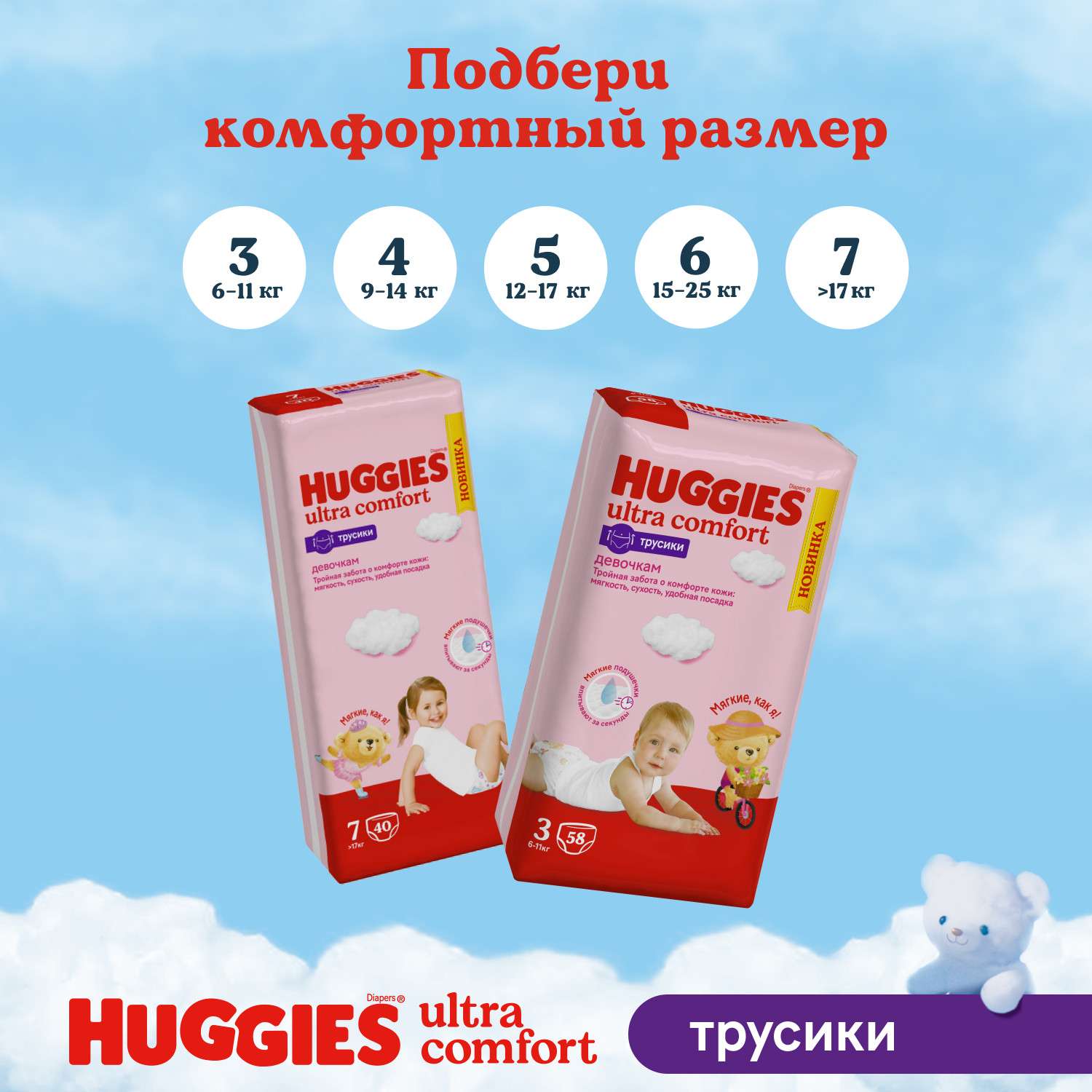 Трусики Huggies Ultra Comfort для девочек 3 (6-11 кг) 116 шт. - фото 13