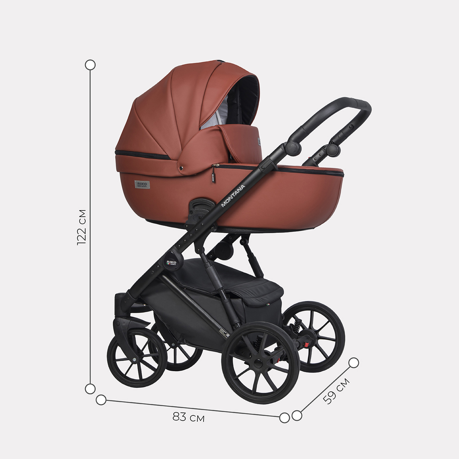 Коляска 2в1 Riko Basic бордовый - фото 2