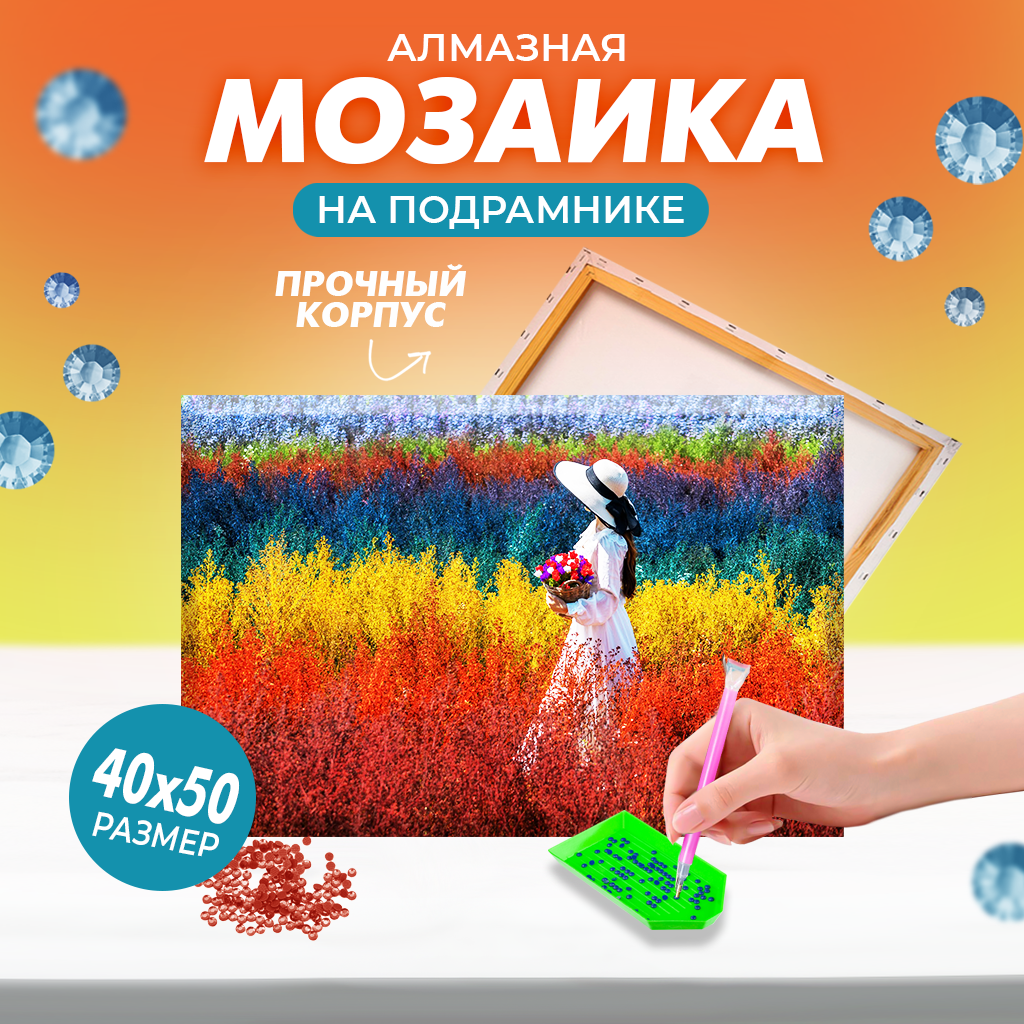 Алмазная мозаика Solmax Девушка на лугу - фото 1