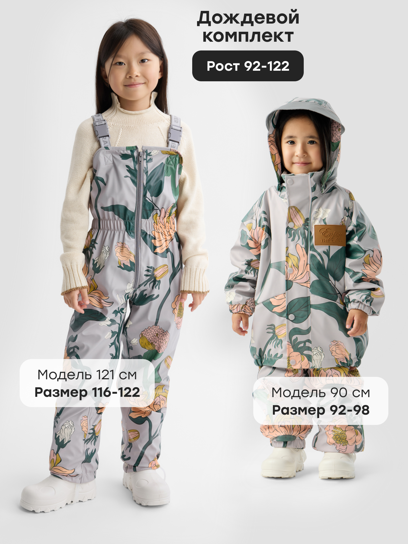 Куртка и полукомбинезон Happy Baby 88500-1_light grey (flowers) - фото 3