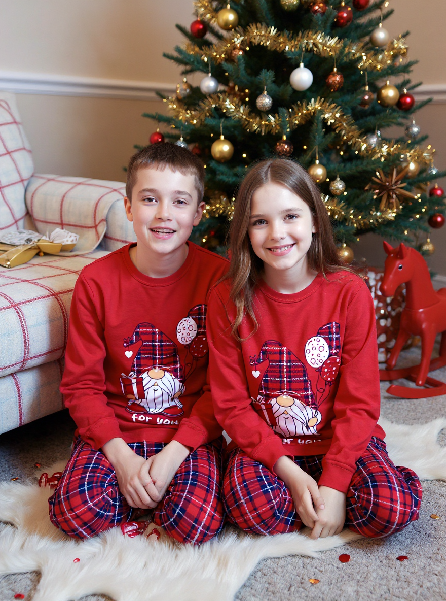 Пижама KiMMi co К-1408827п/1 красный клетка красная гном - фото 2