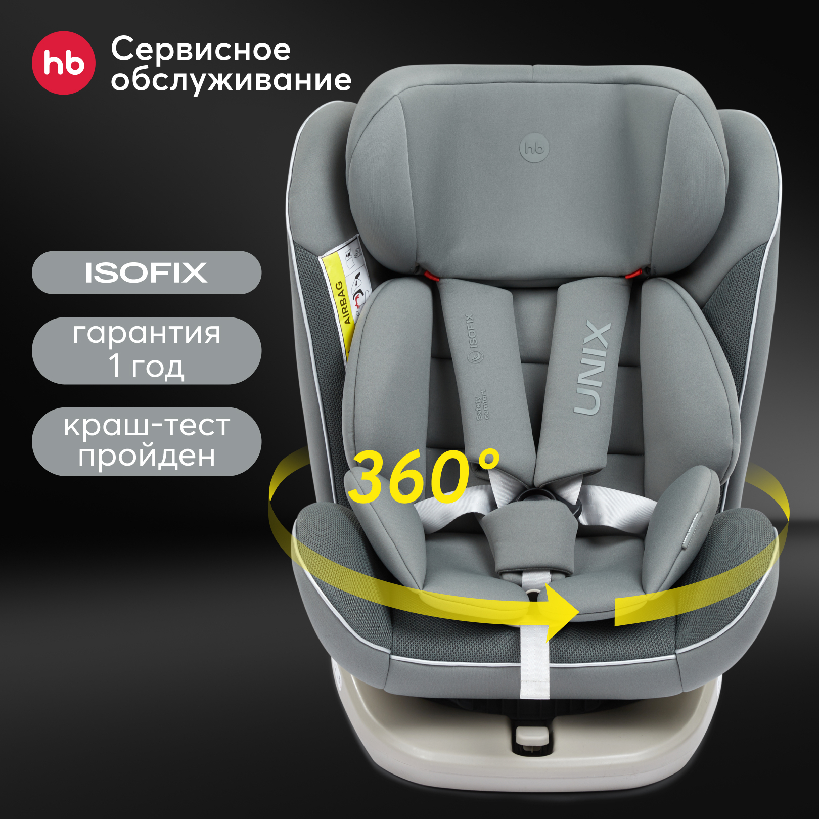 Автокресло Happy Baby Unix Isofix 0+/1/2/3 (0-36 кг) - фото 1