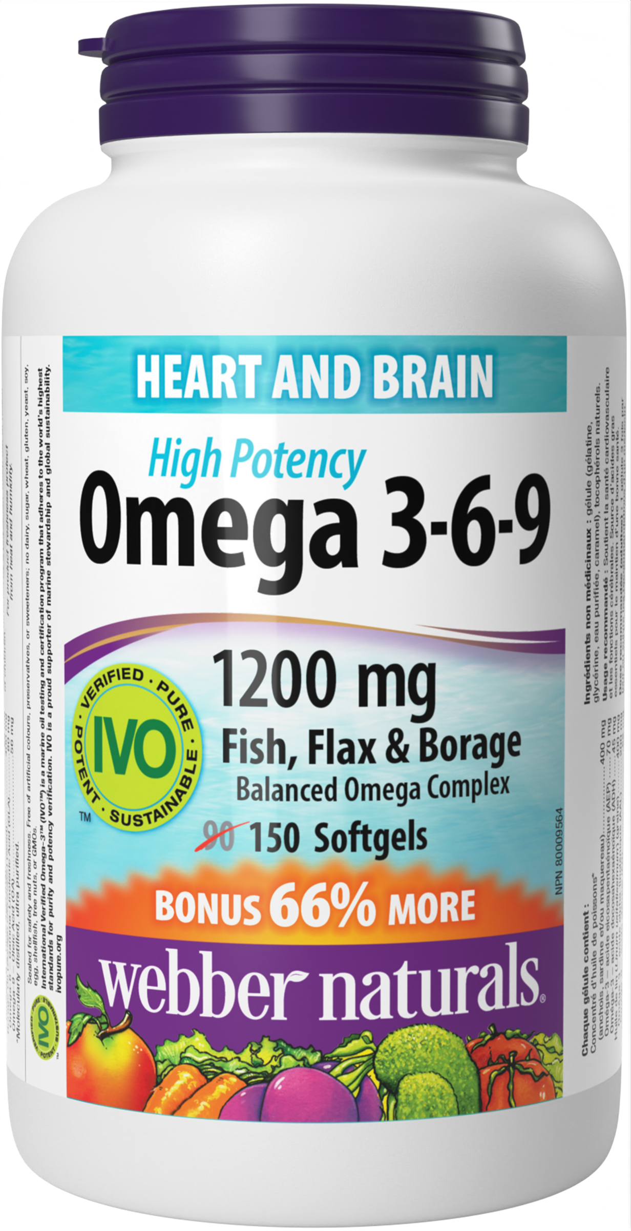 БАД Webber naturals Омега 3-6-9 1200 мг 1610 мг 150 капсул - фото 1