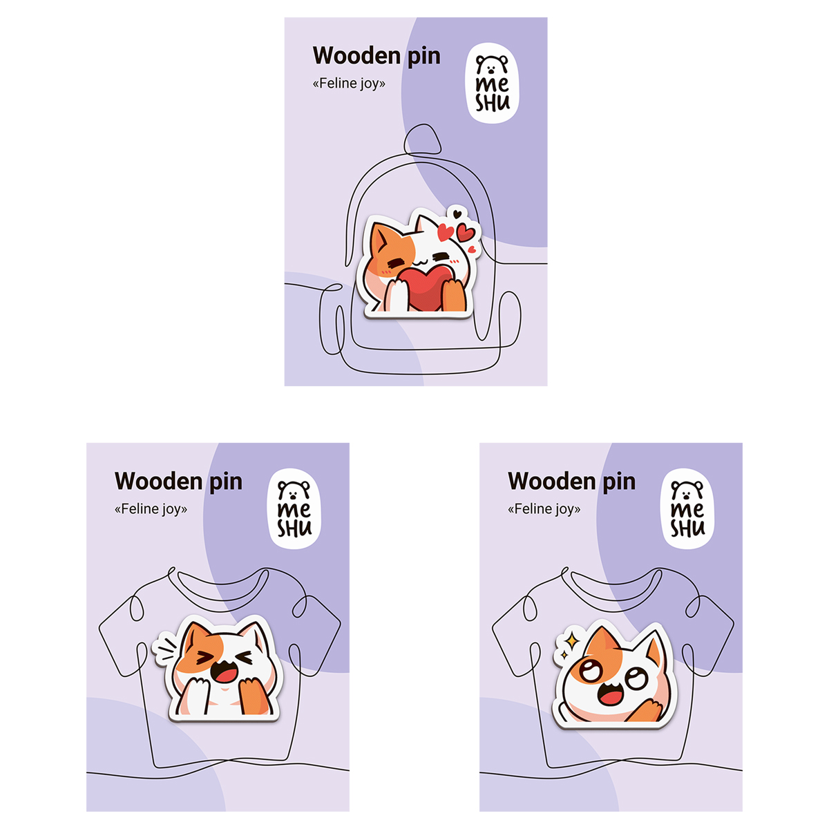 Значок Meshu Feline joy 3 шт. - фото 1