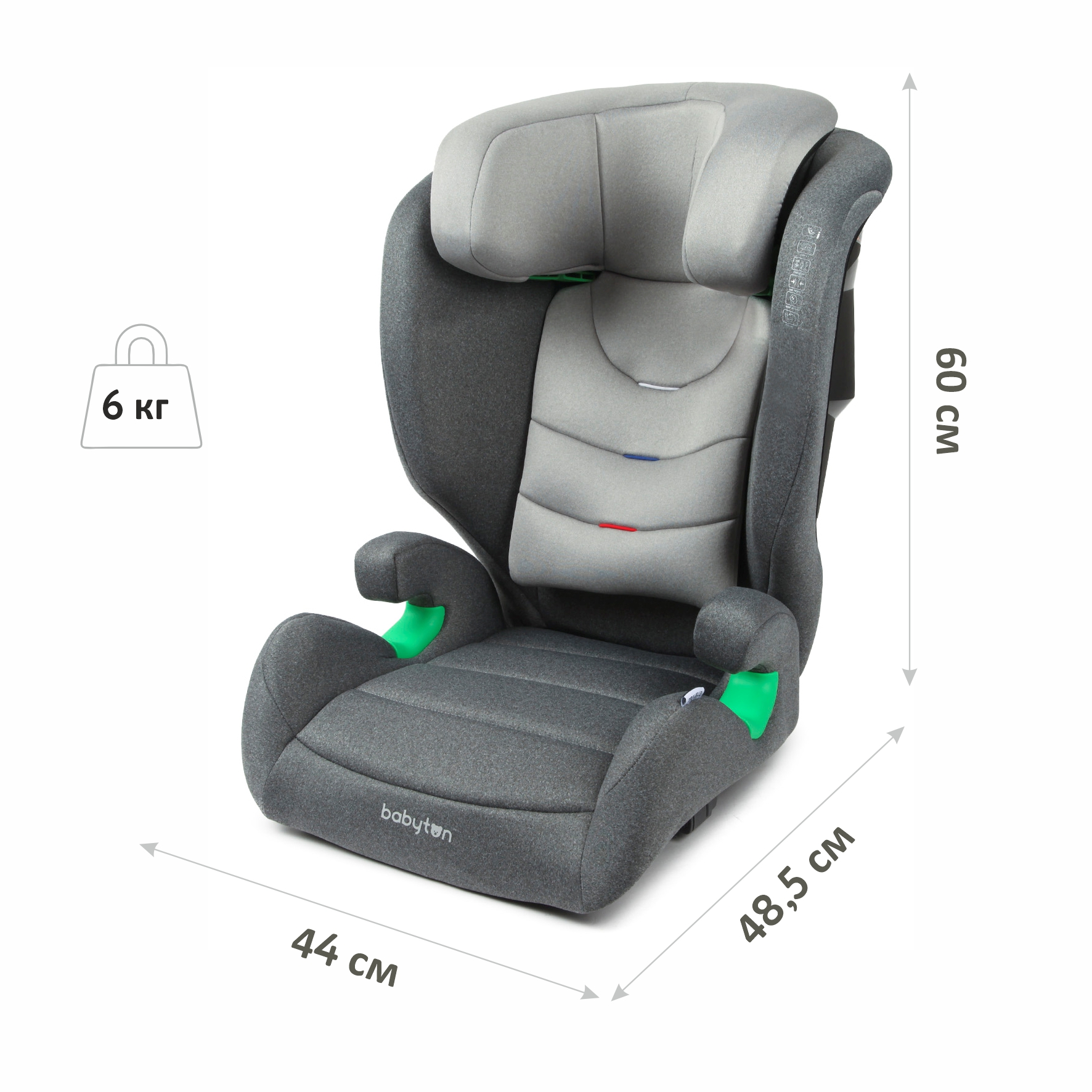 Автокресло Babyton Traveller Isofix 2/3 (15-36 кг) серый - фото 7