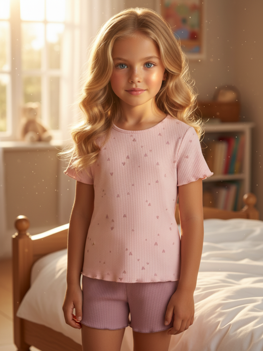 Изображение товара Пижама для девочек комплект футболка шорты стиль y2k 2025