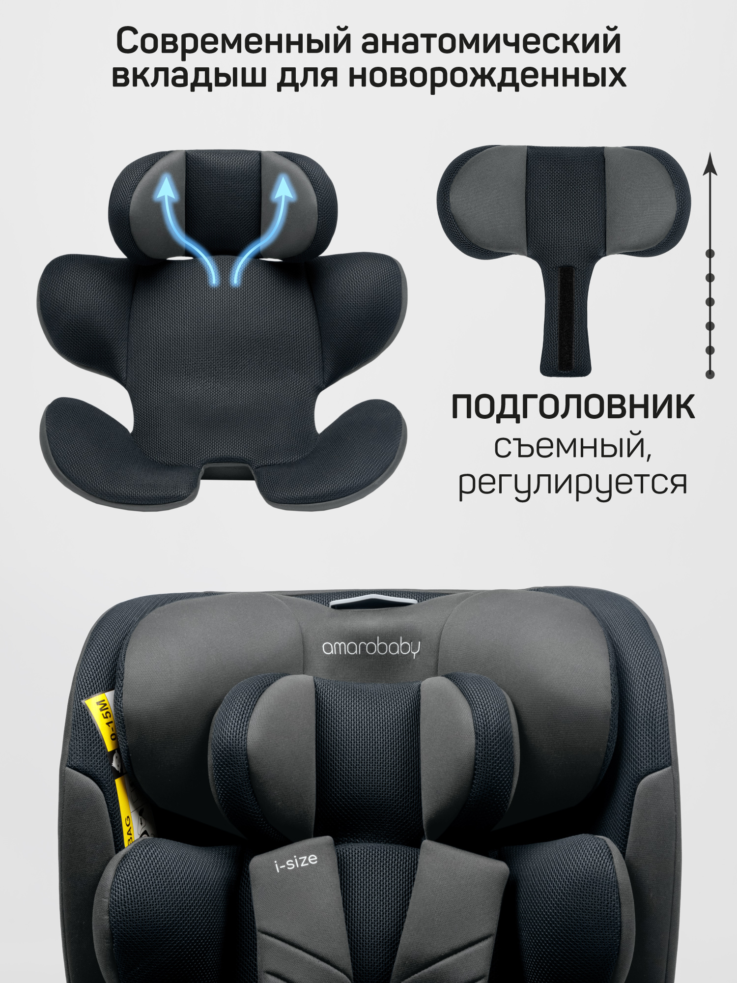Автокресло Amarobaby Defender Isofix 0+/1/2/3 (0-36 кг) серый - фото 2