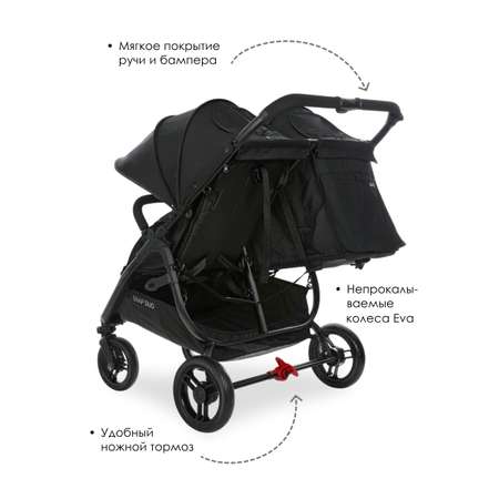 Коляска прогулочная для двойни Valco baby Snap Duo Flatt Matt черный
